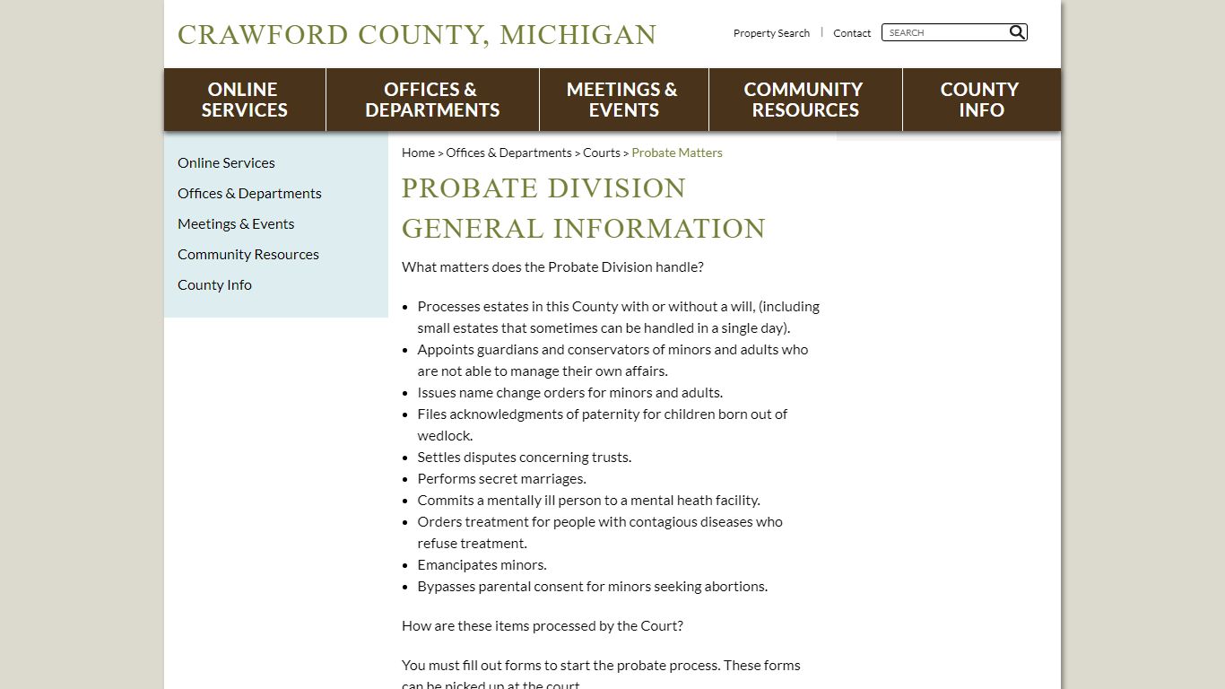 Probate Matters - Crawford County